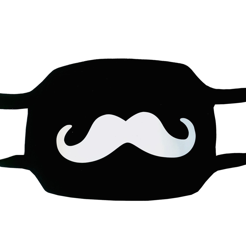 NEW Face Mask Fun Mustache Design Black Washable
